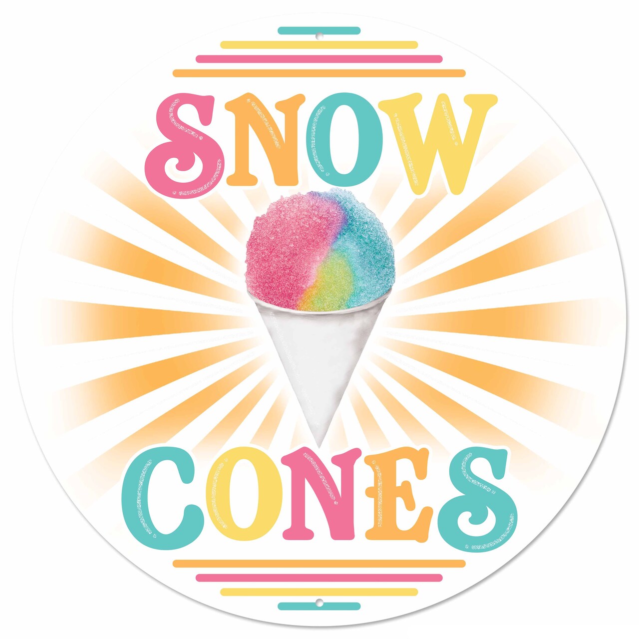Snow Cone Metal Wall Sign, 12" Inch Round for Wall Decorations or Wreath Accent Centerpiece